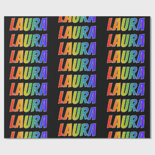 Papel De Regalo Nombre del arcoiris "LAURA"; Divertido y colorido