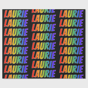 Papel De Regalo Nombre del arcoiris "LAURIE"; divertido y colorido