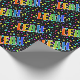 Papel De Regalo Nombre del arcoiris "LEAH" + Estrellas