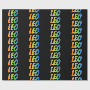 Papel De Regalo Nombre del arcoiris "LEO"; Divertido y colorido