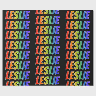 Papel De Regalo Nombre del arcoiris "LESLIE"; Divertido y colorido