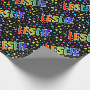 Papel De Regalo Nombre del arcoiris "LESLIE" + estrellas