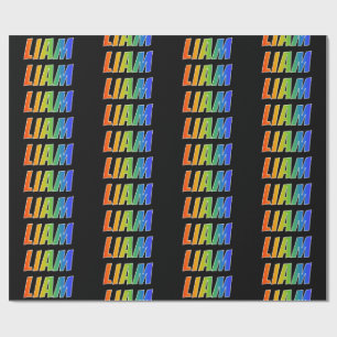 Papel De Regalo Nombre del arcoiris "LIAM"; Divertido y colorido