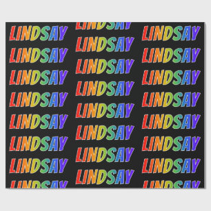 Papel De Regalo Nombre del arcoiris "LINDSAY"; Divertido y colorid