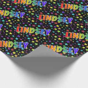 Papel De Regalo Nombre del arcoiris "LINDSEY" + estrellas