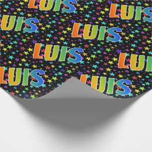 Papel De Regalo Nombre del arcoiris "LUIS" + estrellas