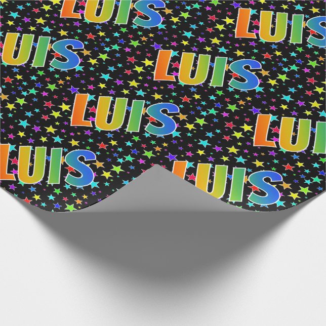 Papel De Regalo Nombre del arcoiris "LUIS" + estrellas (Esquina)