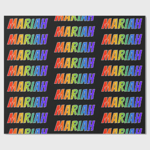 Papel De Regalo Nombre del arcoiris "MARIAH"; Divertido y colorido