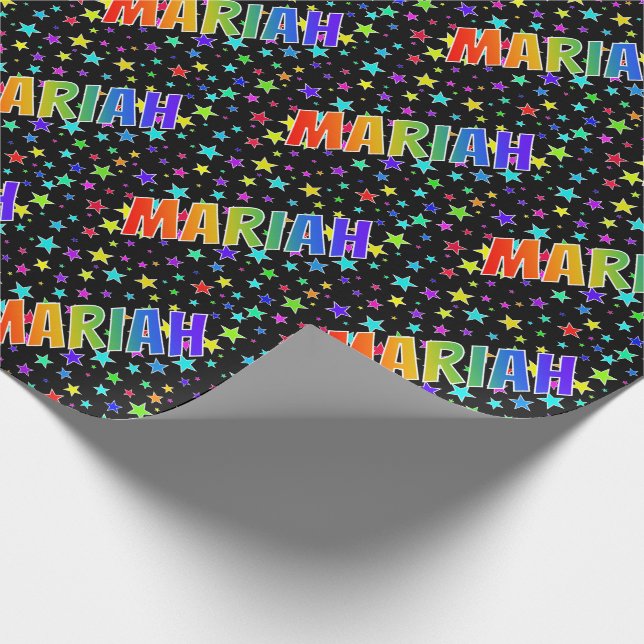 Papel De Regalo Nombre del arcoiris "MARIAH" + estrellas (Esquina)