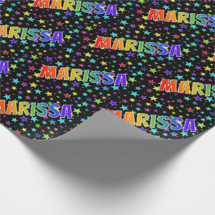 Papel De Regalo Nombre del arcoiris "MARISSA" + Estrellas