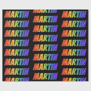 Papel De Regalo Nombre del arcoiris "MARTIN"; Divertido y colorido
