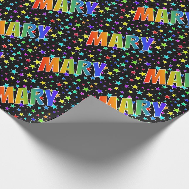 Papel De Regalo Nombre del arcoiris "MARY" + estrellas (Esquina)