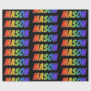 Papel De Regalo Nombre del arcoiris "MASON"; Divertido y colorido