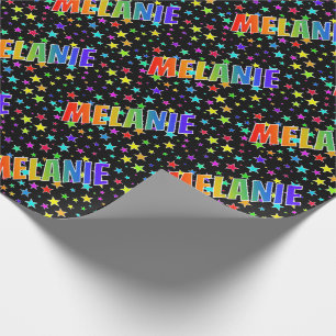 Papel De Regalo Nombre del arcoiris "MELANIE" + estrellas