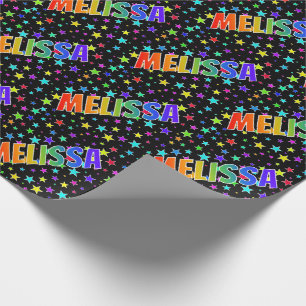 Papel De Regalo Nombre del arcoiris "MELISSA" + estrellas