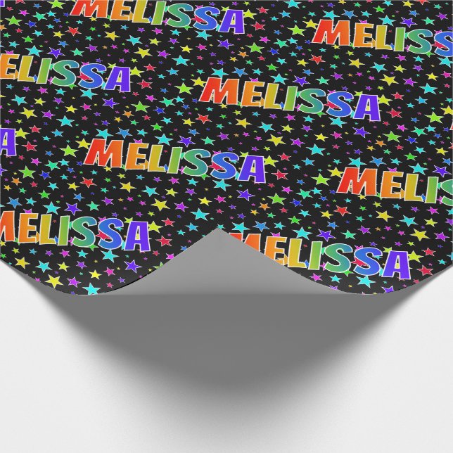 Papel De Regalo Nombre del arcoiris "MELISSA" + estrellas (Esquina)