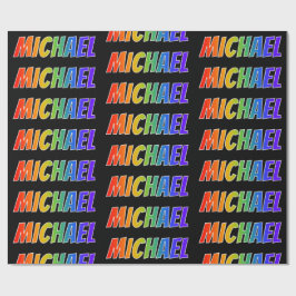 Papel De Regalo Nombre del arcoiris "MICHAEL"; Divertido y colorid
