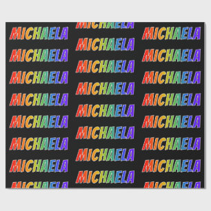 Papel De Regalo Nombre del arcoiris "MICHAELA"; Divertido y colori