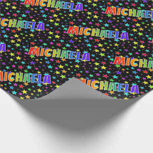Papel De Regalo Nombre del arcoiris "MICHAELA" + estrellas