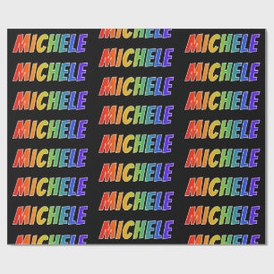 Papel De Regalo Nombre del arcoiris "MICHELE"; Divertido y colorid