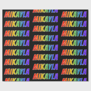 Papel De Regalo Nombre del arcoiris "MIKAYLA"; Divertido y colorid