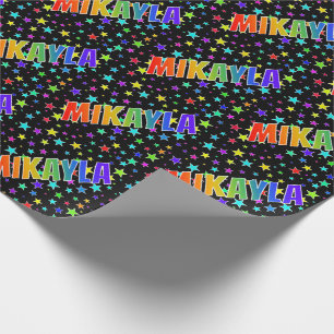 Papel De Regalo Nombre del arcoiris "MIKAYLA" + estrellas