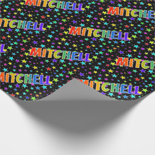Papel De Regalo Nombre del arcoiris "MITCHELL" + estrellas