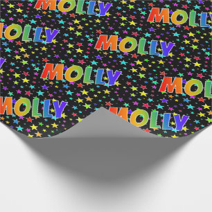 Papel De Regalo Nombre del arcoiris "MOLLY" + estrellas