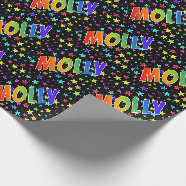 Papel De Regalo Nombre del arcoiris "MOLLY" + estrellas (Esquina)