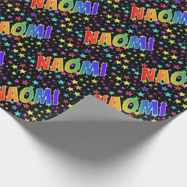 Papel De Regalo Nombre del arcoiris "NAOMI" + estrellas (Esquina)