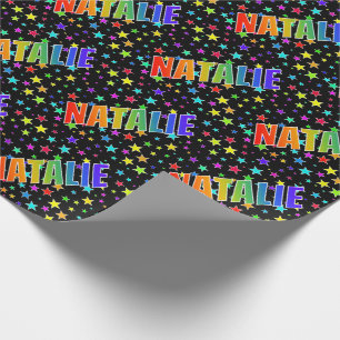 Papel De Regalo Nombre del arcoiris "NATALIE" + estrellas