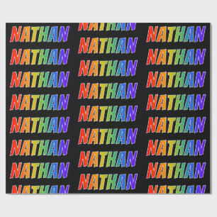 Papel De Regalo Nombre del arcoiris "NATHAN"; divertido y colorido