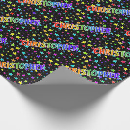 Papel De Regalo Nombre del arcoiris "NAVIDAD" + estrellas