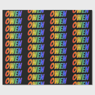 Papel De Regalo Nombre del arcoiris "OWEN"; Divertido y colorido