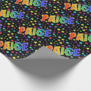 Papel De Regalo Nombre del arcoiris "PAIGE" + Estrellas
