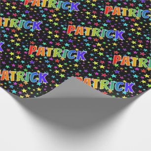 Papel De Regalo Nombre del arcoiris "PATRICK" + estrellas