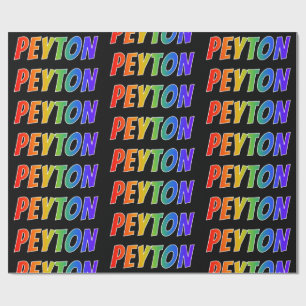 Papel De Regalo Nombre del arcoiris "PEYTON"; Divertido y colorido
