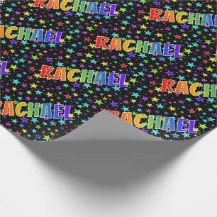 Papel De Regalo Nombre del arcoiris "RACHAEL" + estrellas