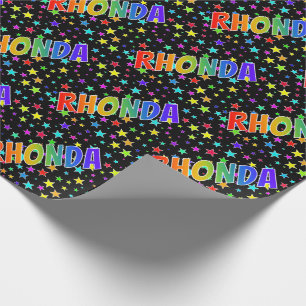 Papel De Regalo Nombre del arcoiris "RHONDA" + estrellas