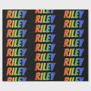 Papel De Regalo Nombre del arcoiris "RILEY"; Divertido y colorido