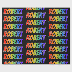 Papel De Regalo Nombre del arcoiris "ROBERT"; Divertido y colorido