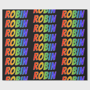 Papel De Regalo Nombre del arcoiris "ROBIN"; Divertido y colorido
