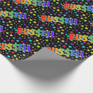 Papel De Regalo Nombre del arcoiris "RUSSELL" + estrellas