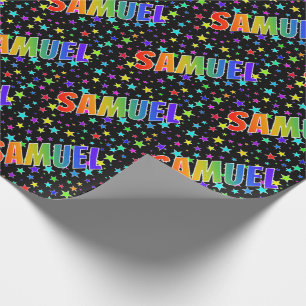 Papel De Regalo Nombre del arcoiris "SAMUEL" + estrellas