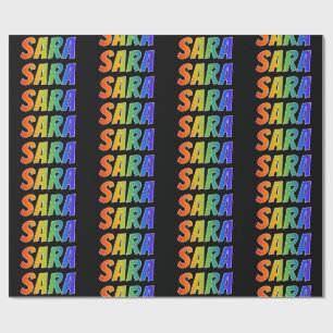Papel De Regalo Nombre del arcoiris "SARA"; Divertido y colorido