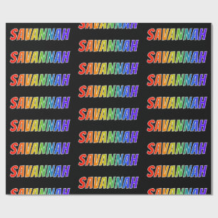 Papel De Regalo Nombre del arcoiris "SAVANNAH"; Divertido y colori