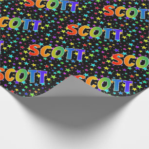 Papel De Regalo Nombre del arcoiris "SCOTT" + Estrellas