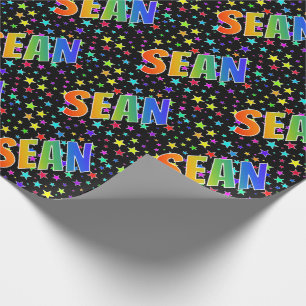 Papel De Regalo Nombre del arcoiris "SEAN" + estrellas