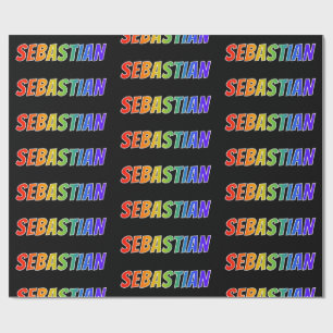 Papel De Regalo Nombre del arcoiris "SEBASTIAN"; Diversión y colo
