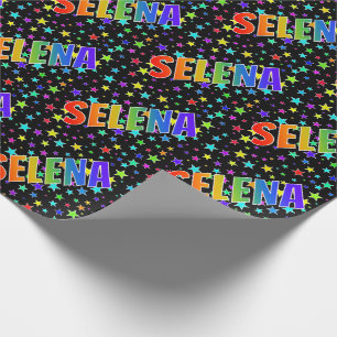 Papel De Regalo Nombre del arcoiris "SELENA" + estrellas